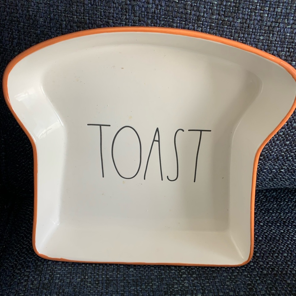 Rae Dunn Artisan White Plate with Orange Edge